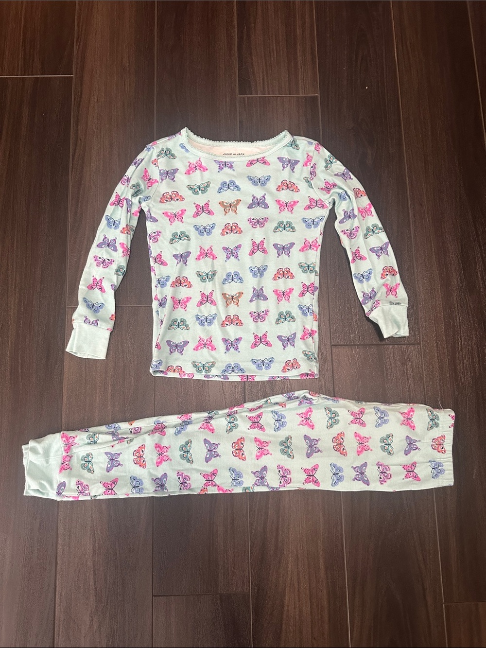 Janie and Jack Good Night Pajamas In Butterfly Skies, Blue - size 5